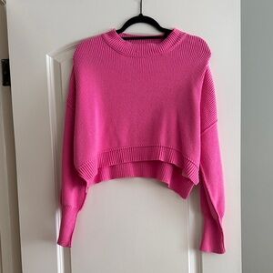 Free People Vibrant Pink Crew Neck Sweater